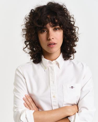  GANT Kadın Beyaz Regular Fit Düğmeli Yaka Oxford Gömlek