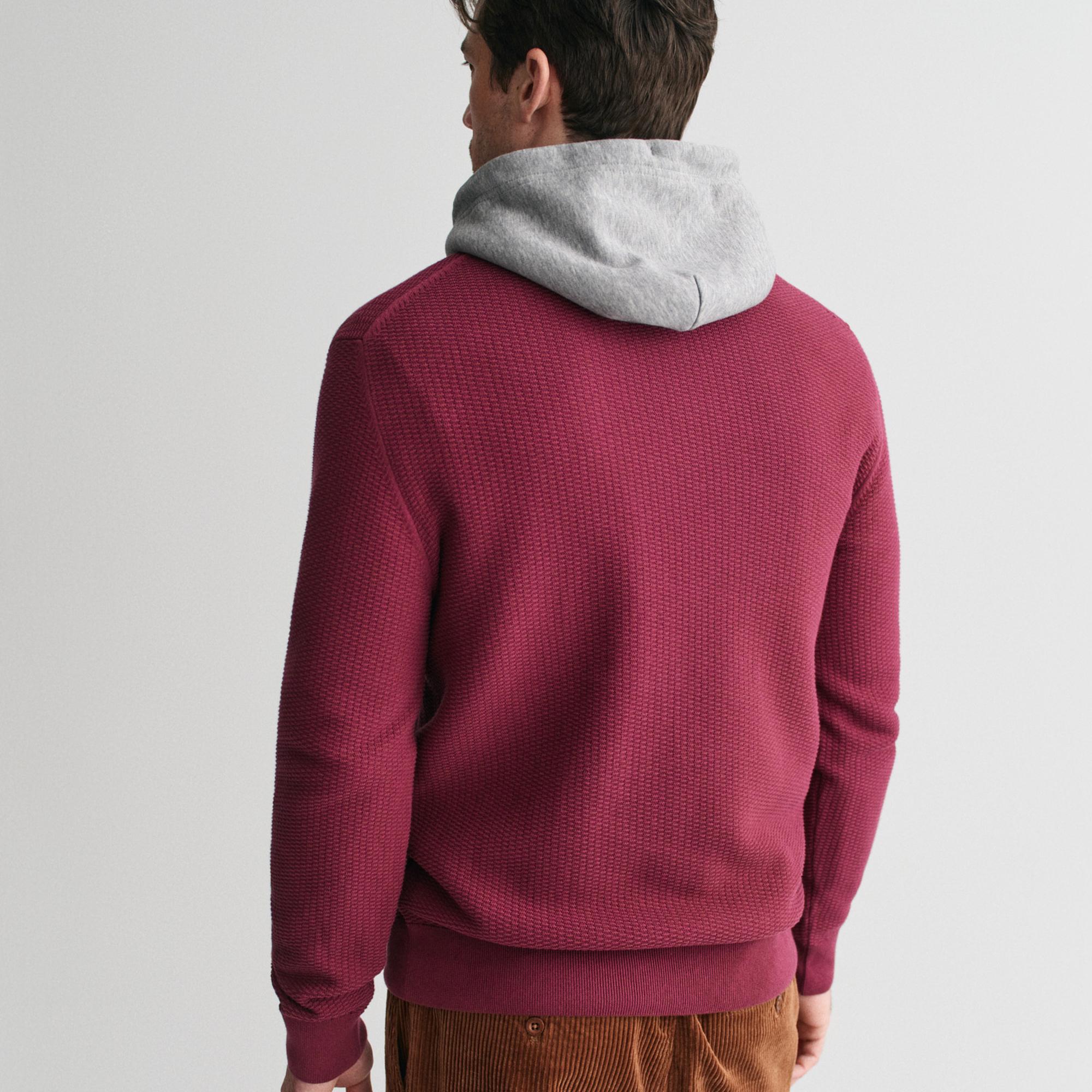 GANT Erkek Bordo Regular Fit Yarım Fermuarlı Kazak