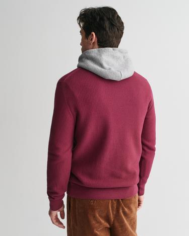  GANT Erkek Bordo Regular Fit Yarım Fermuarlı Kazak