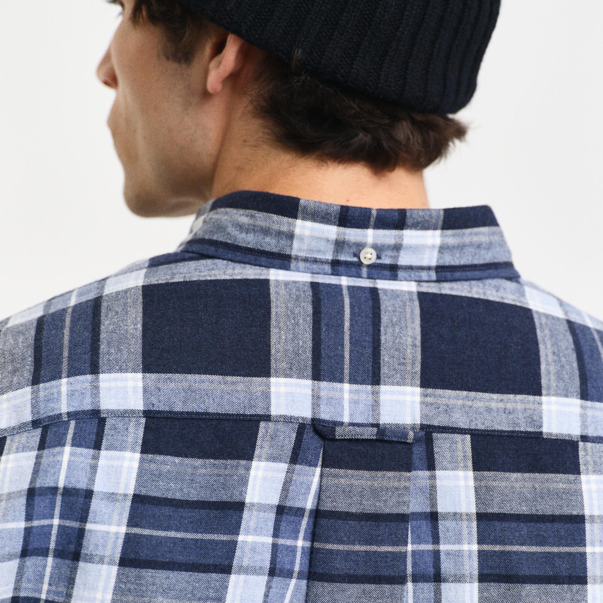 GANT Erkek Lacivert Regular Fit Düğmeli Yaka Kareli Gömlek