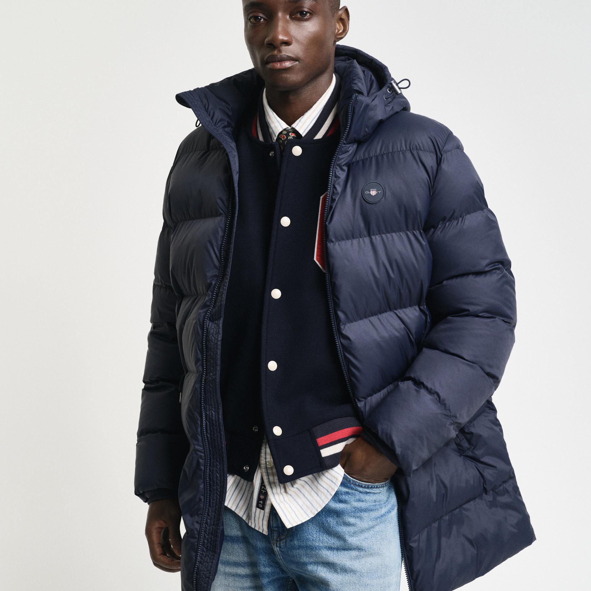 GANT Erkek Lacivert Kapüşonlu Mont