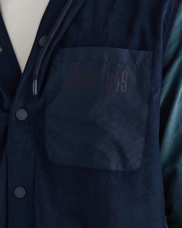  GANT Erkek Lacivert Oversize Fit Kapüşonlu Logolu Gömlek