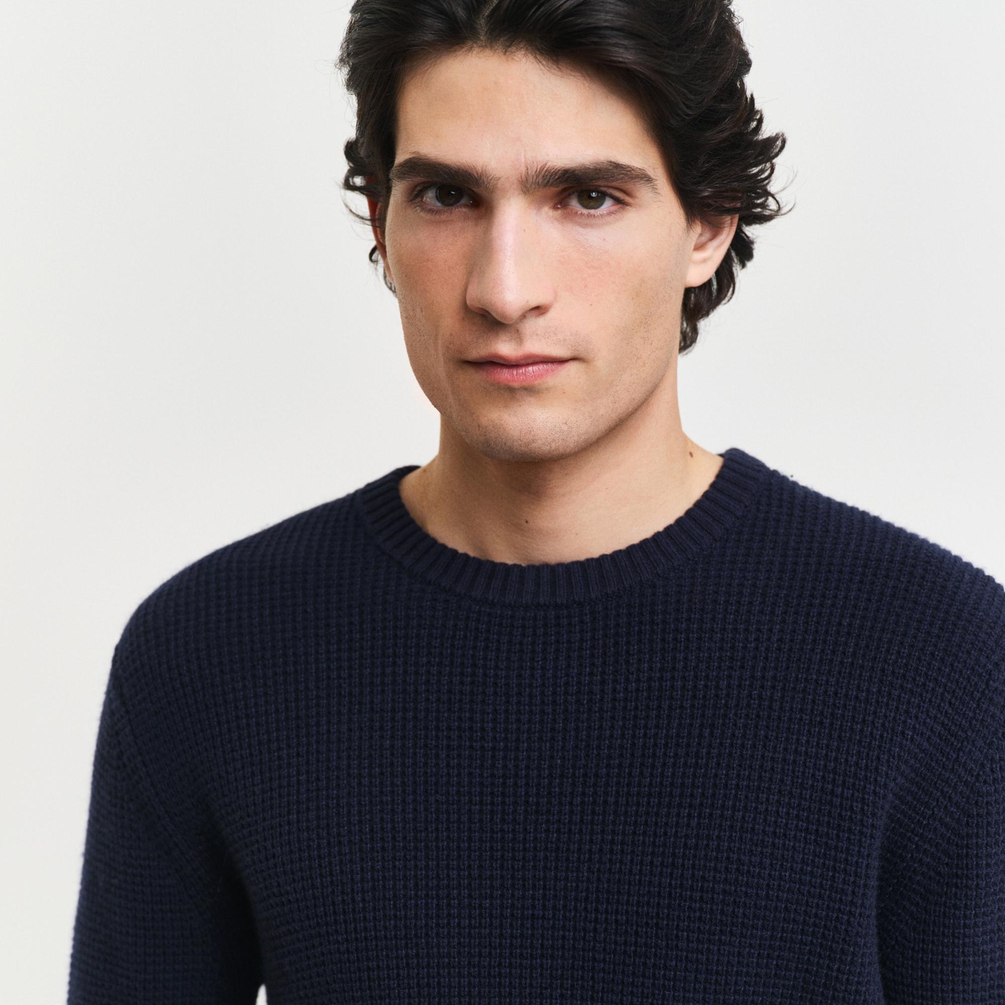 GANT Erkek Lacivert Regular Fit Bisiklet Yaka Kazak