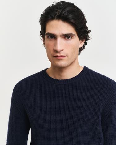  GANT Erkek Lacivert Regular Fit Bisiklet Yaka Kazak