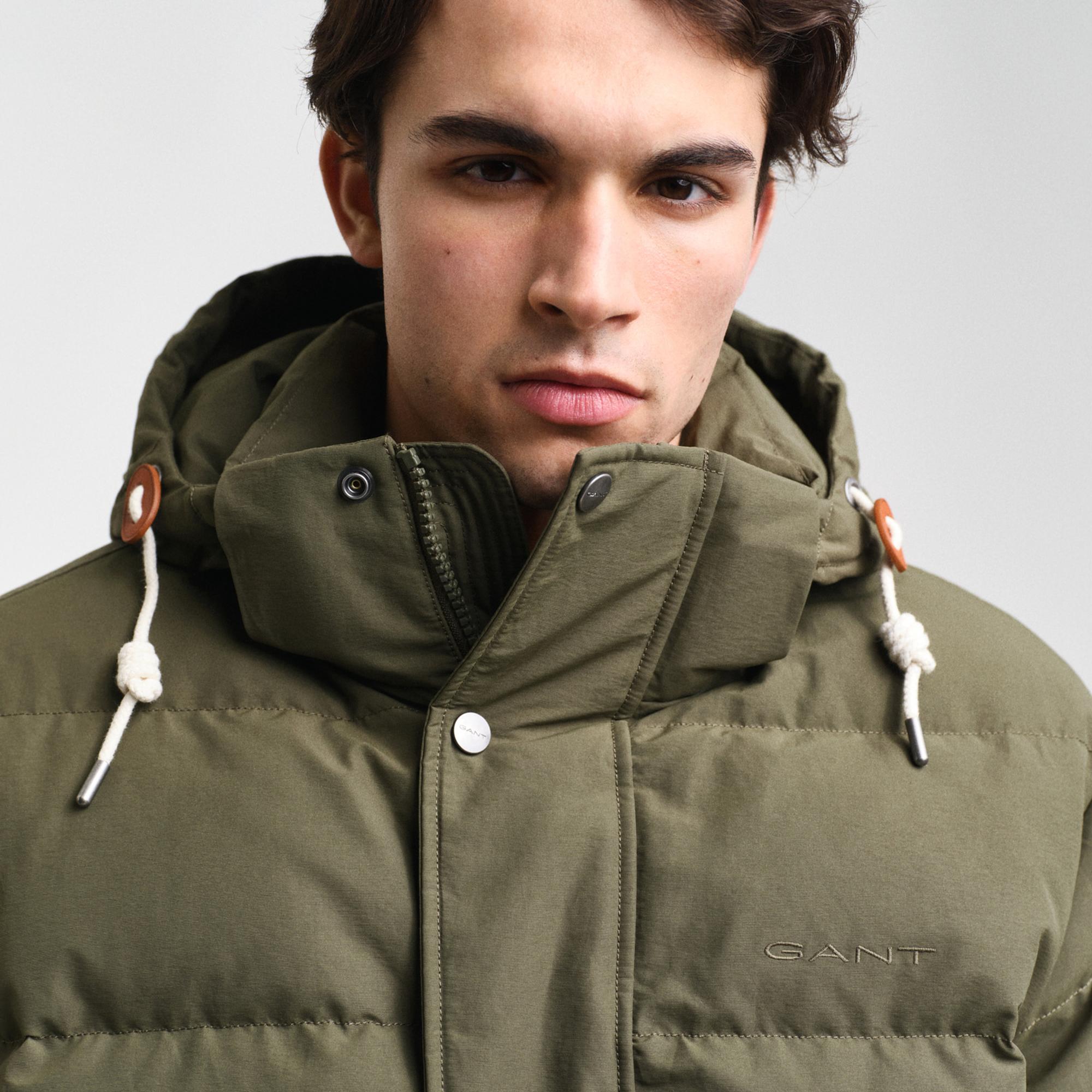 GANT Erkek Yeşil Kapüşonlu Kaz Tüyü Mont