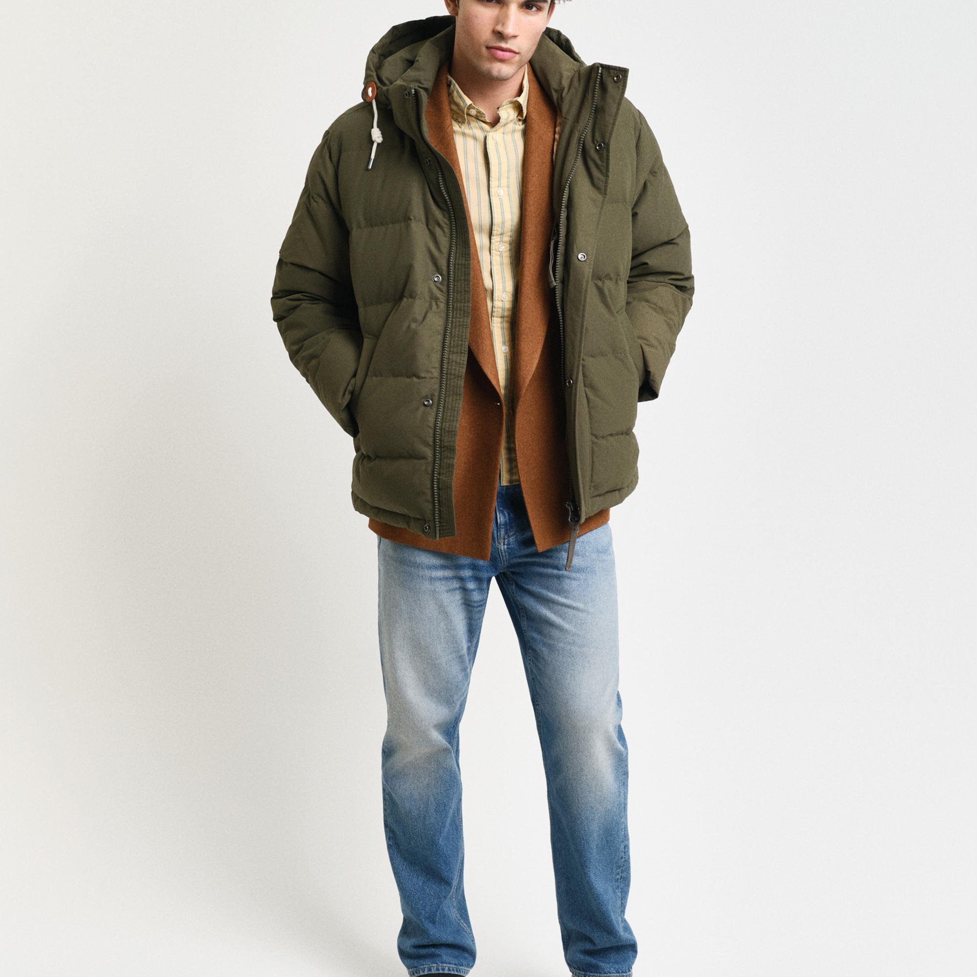 GANT Erkek Yeşil Kapüşonlu Kaz Tüyü Mont