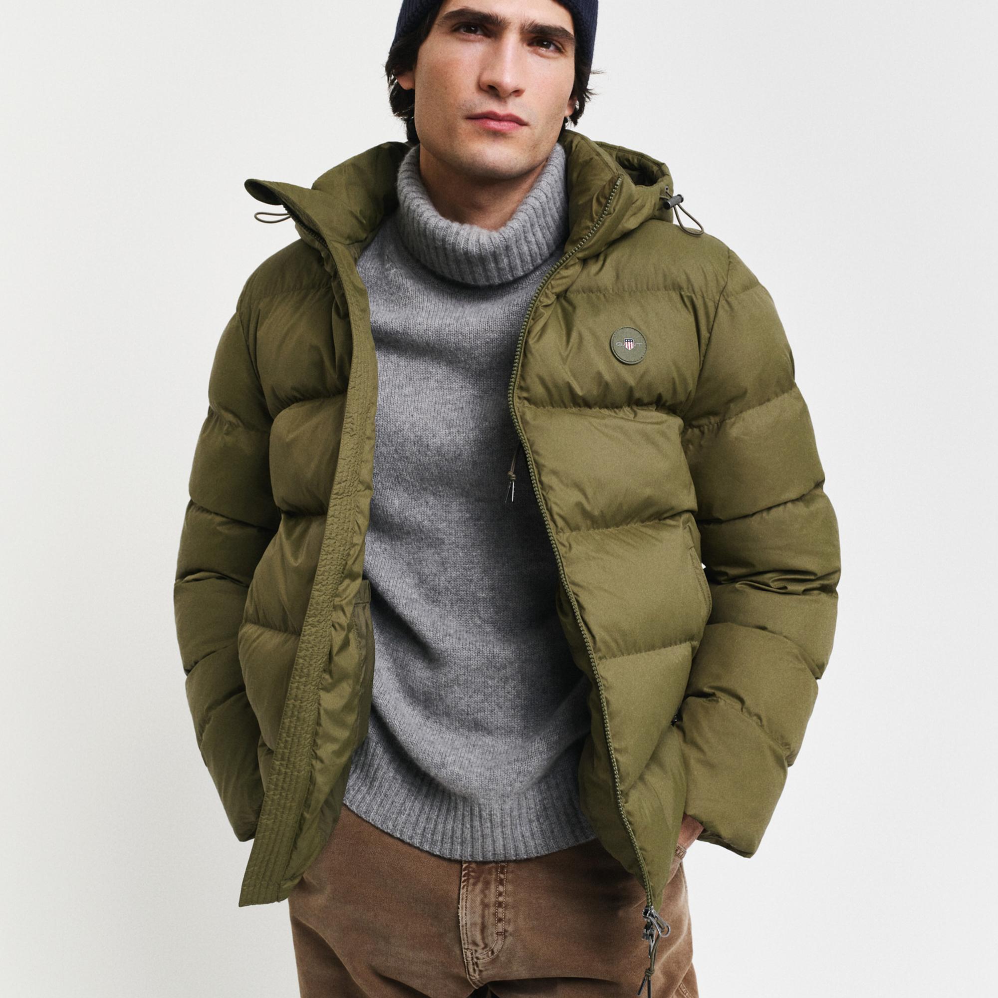 GANT Erkek Yeşil Kapüşonlu Mont