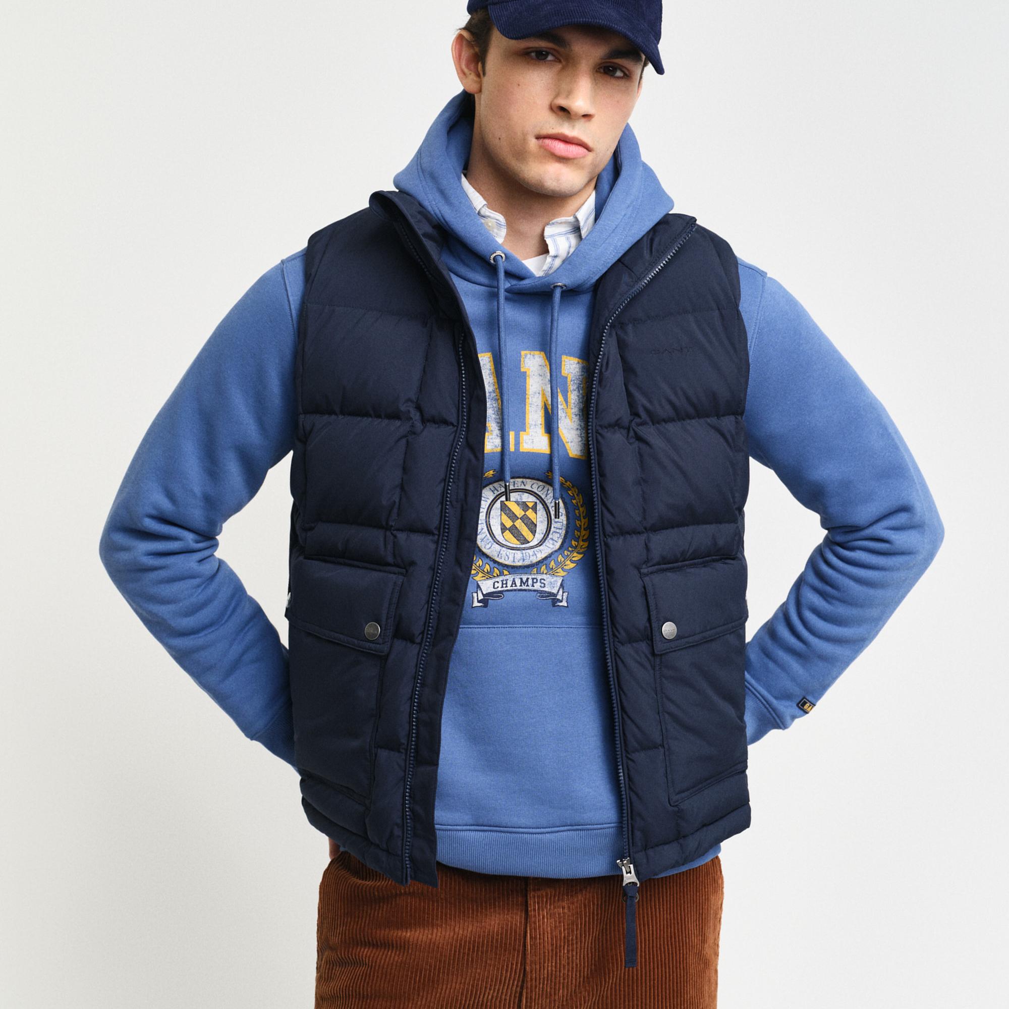 GANT Erkek Lacivert Dik Yaka Kaz Tüyü Yelek