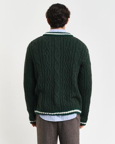  GANT Erkek Yeşil Regular Fit V Yaka Logolu Hırka