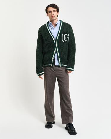  GANT Erkek Yeşil Regular Fit V Yaka Logolu Hırka