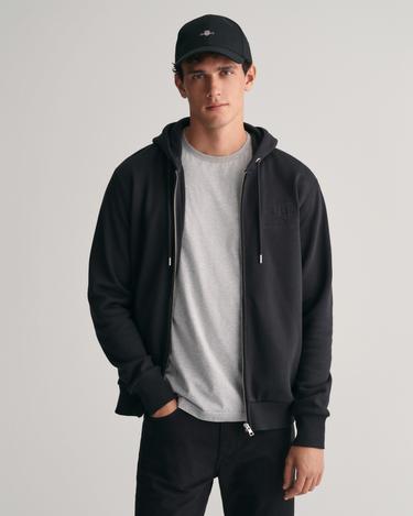 GANT Erkek Siyah Regular Fit Fermuarlı Logolu Sweatshirt