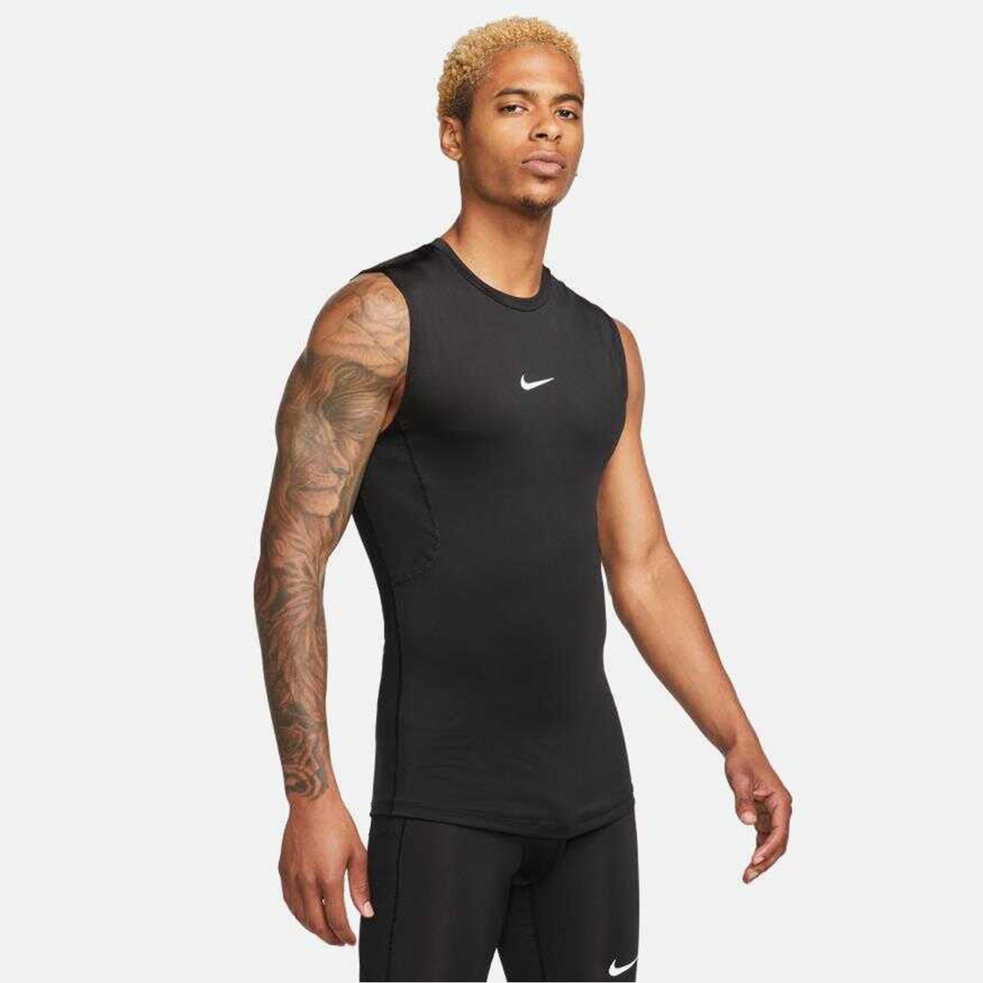 Nike Dri-Fit Top Tight Erkek Siyah Kolsuz T-Shirt