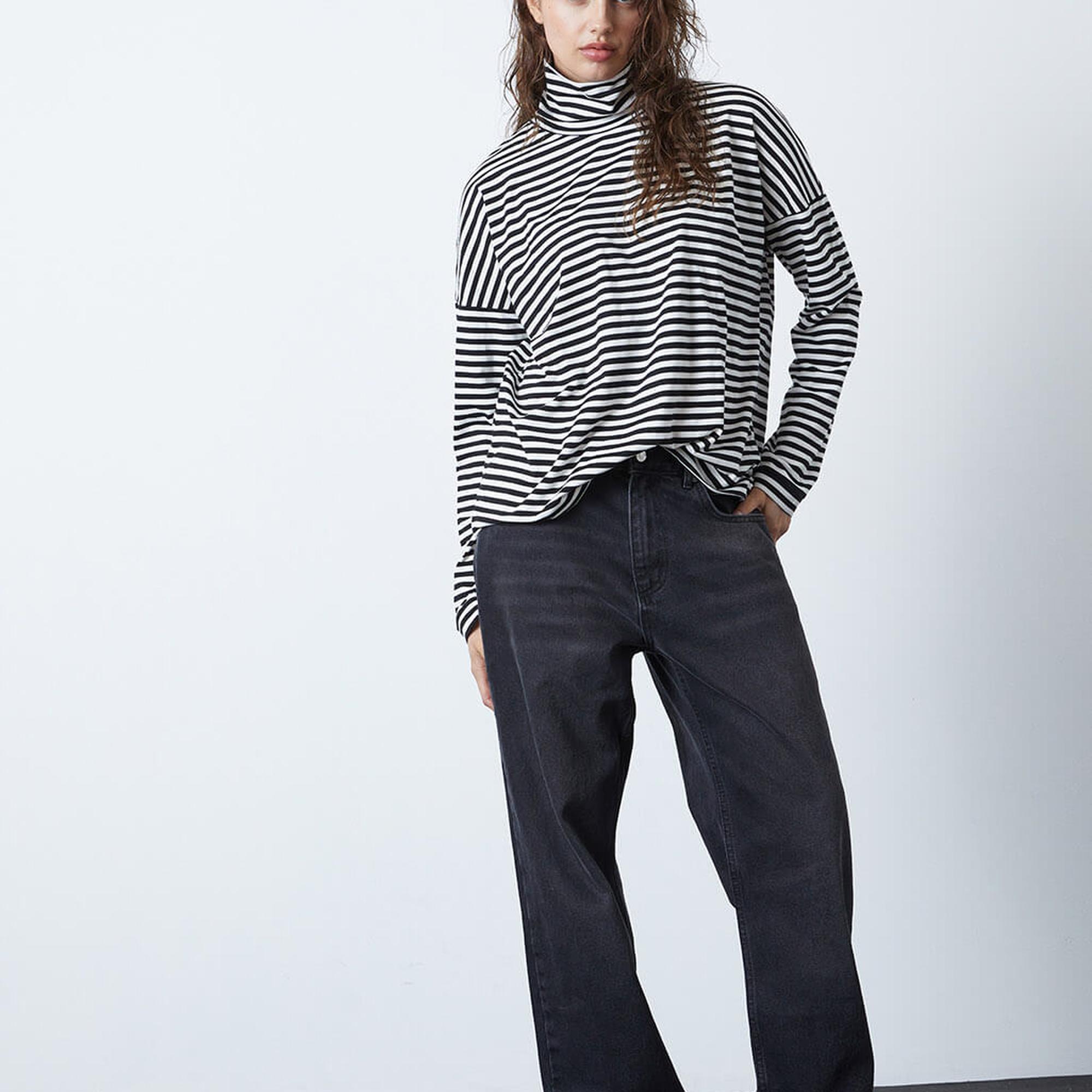 Çizgili Oversize Balıkçı Tshirt