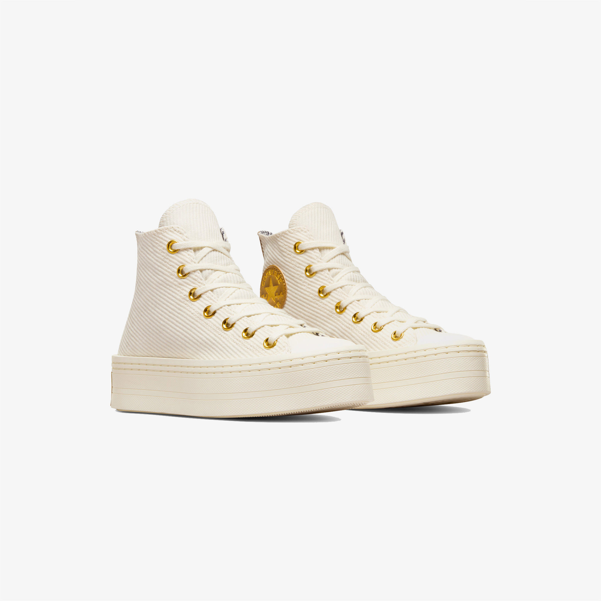Converse Converse Chuck Taylor All Star Modern Lift Corduroy Unisex Krem Platform Sneaker FashFed'de! Krem - 4. görsel