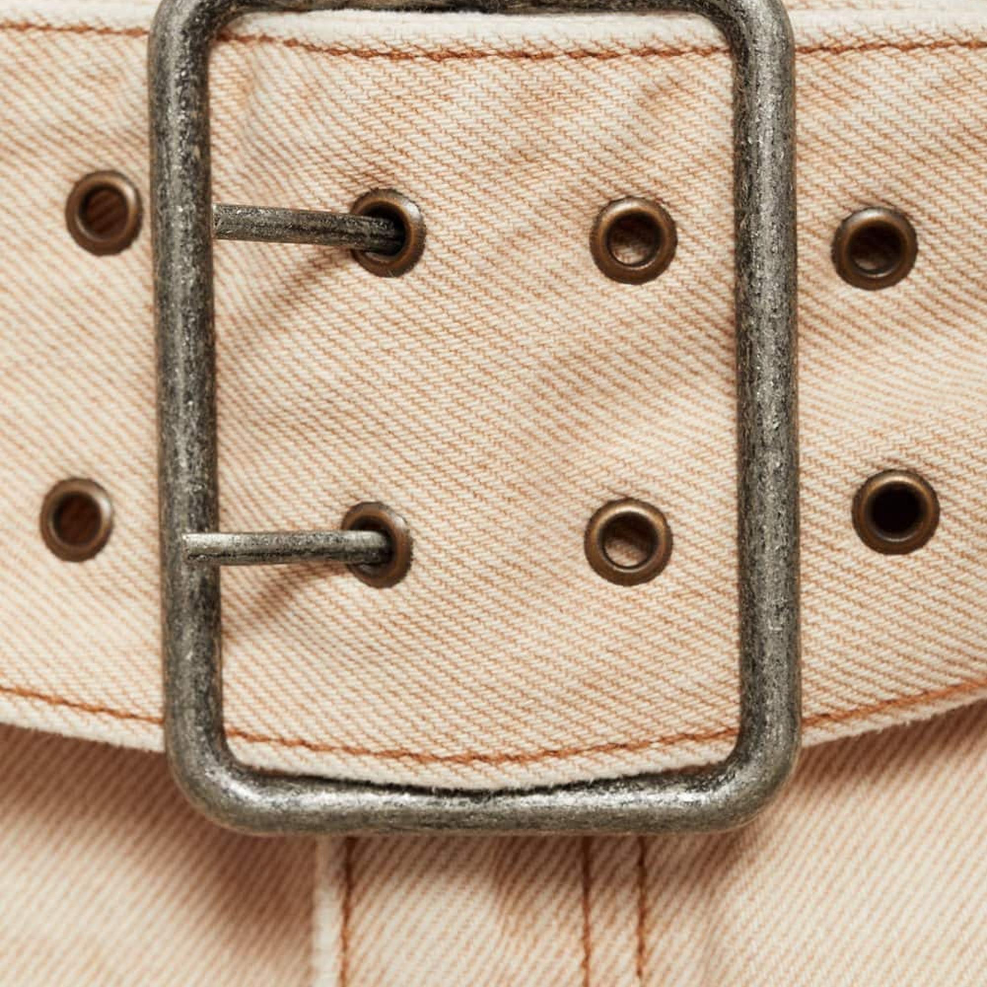 Mango Kadın Kemerli Denim Mini Etek Kum Beji