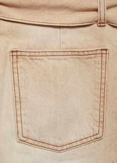  Mango Kadın Kemerli Denim Mini Etek Kum Beji