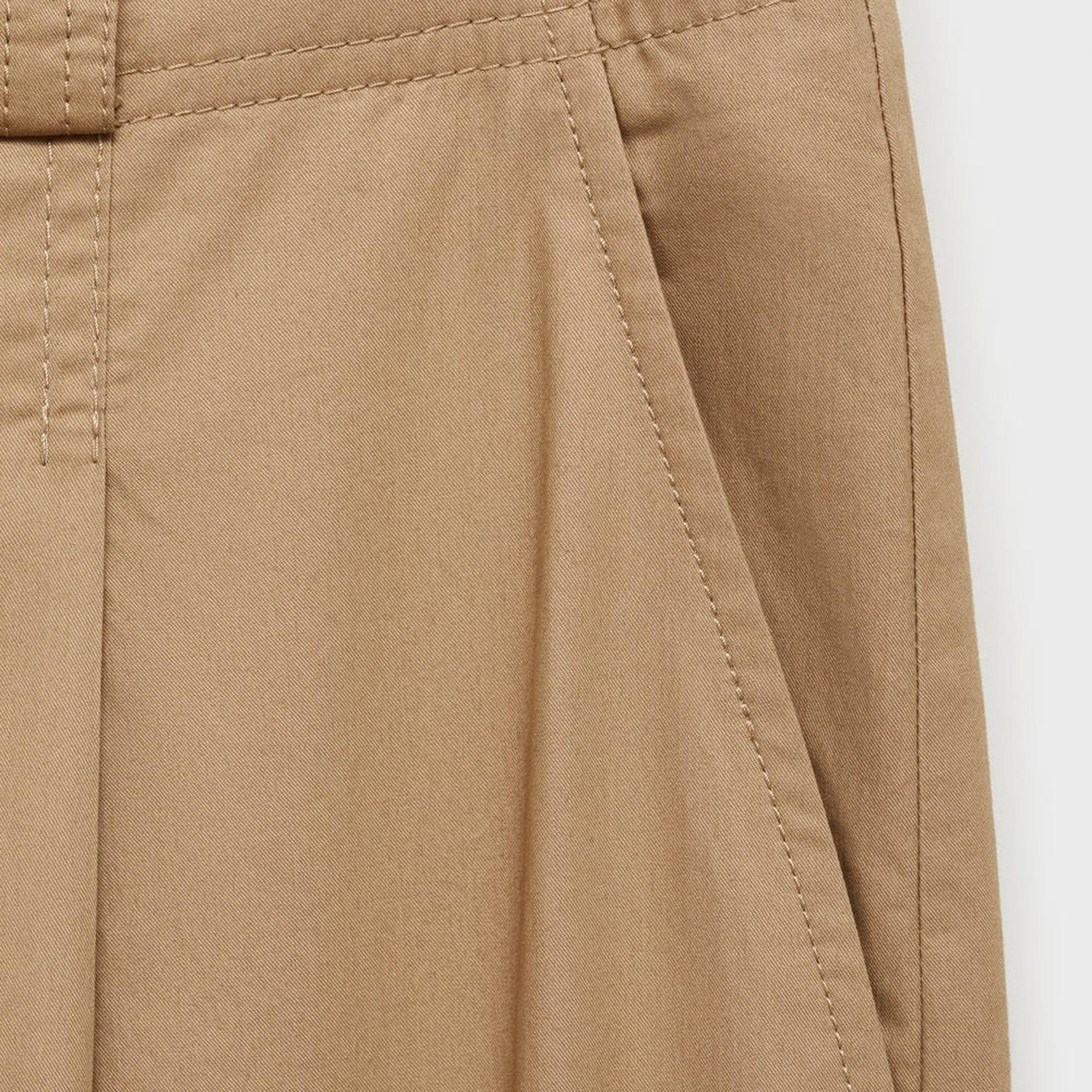 Mango Kadın Pensli Wideleg Pantolon Bej