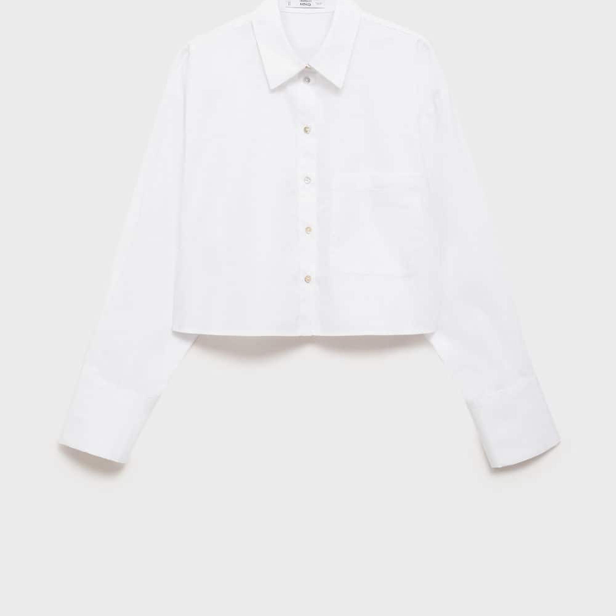 Mango Kadın Cepli Crop Gömlek Kırık Beyaz