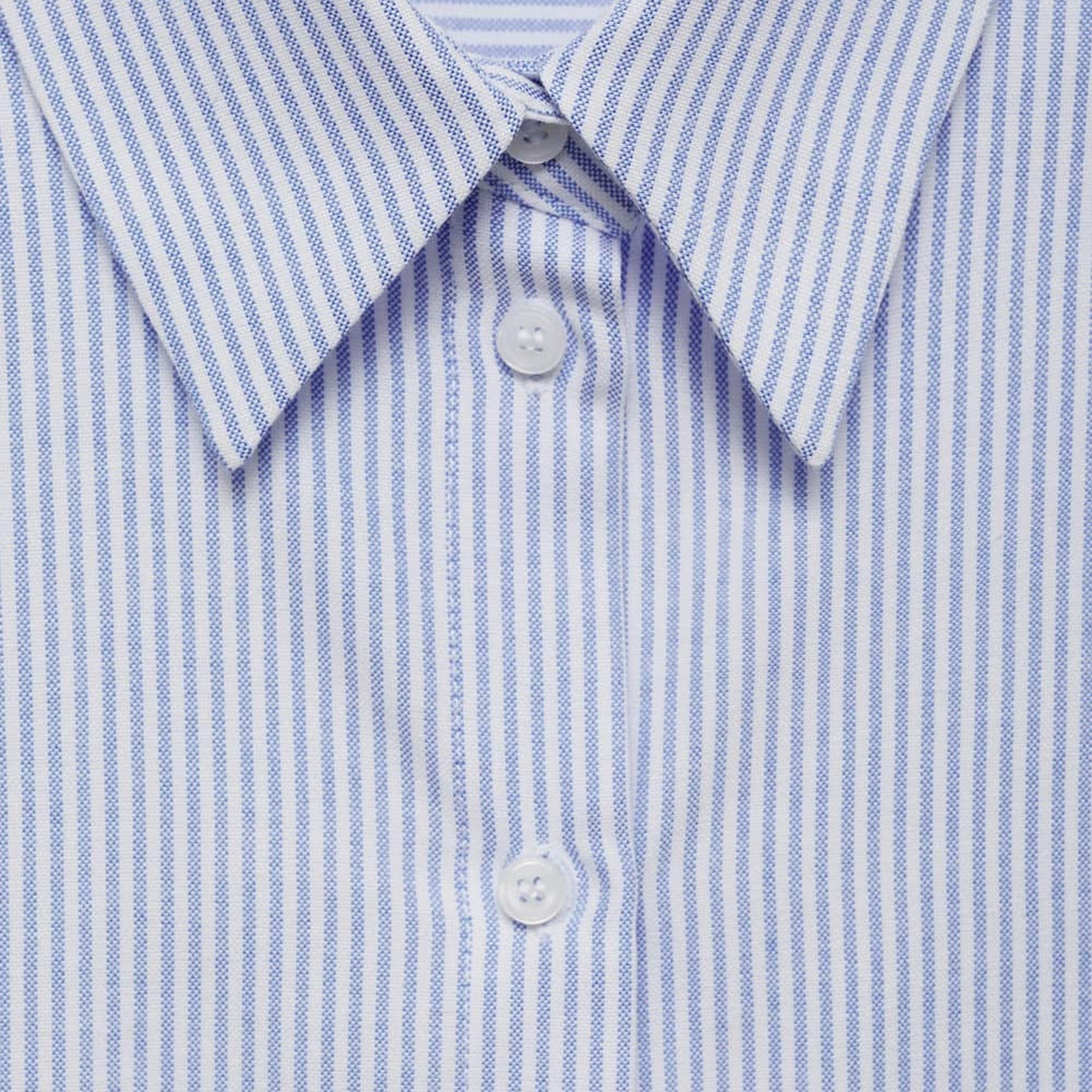 Mango Kadın Çizgili Pamuklu Gömlek Gök Mavisi