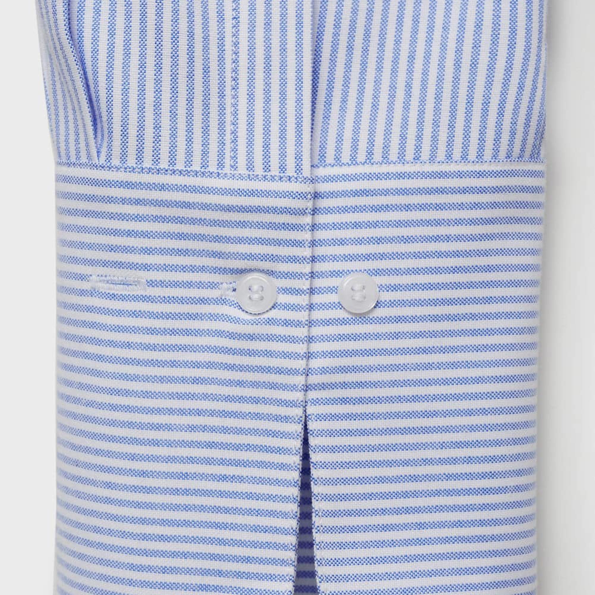 Mango Kadın Çizgili Pamuklu Gömlek Gök Mavisi