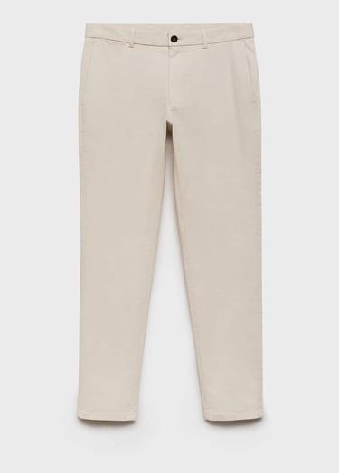  Mango Erkek Dar Kesim Serj Chino Pantolon Ekru