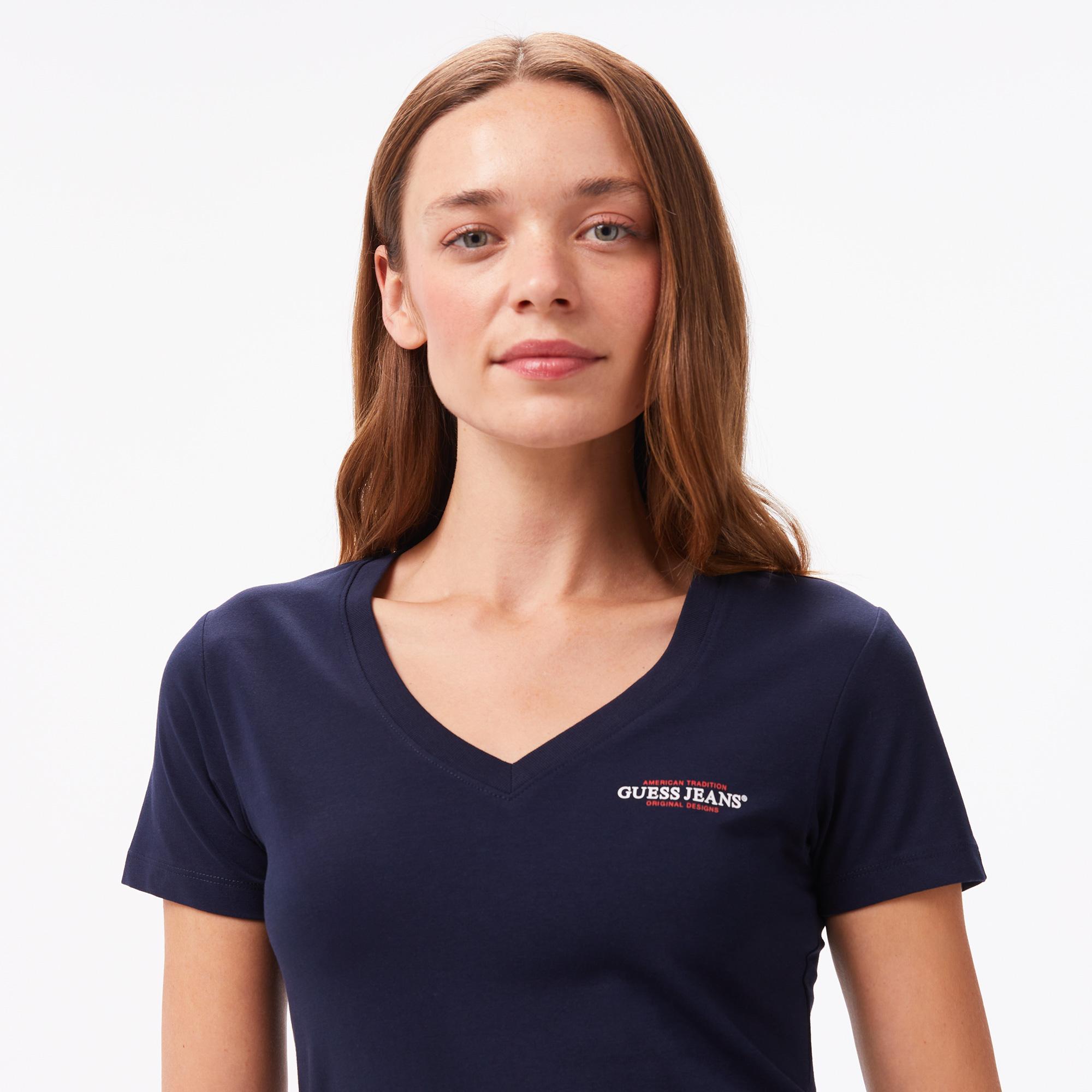 Guess Slim Mini Mid Organic Stretch Jersey 180 Kadın Lacivert T-Shirt