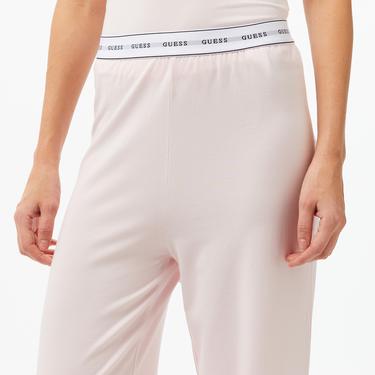  Guess Carrie Set Eco Cuddle Jersey Kadın Pembe Pijama Takımı