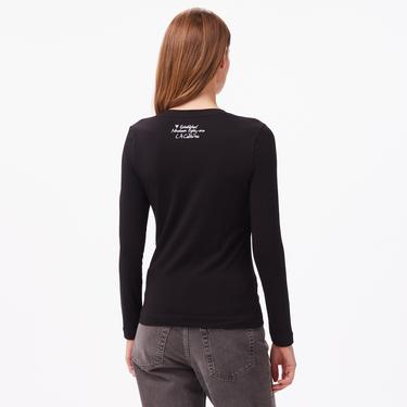  Guess Triangle Tiger Mid Organic Stretch Jersey 180 Kadın Siyah T-Shirt