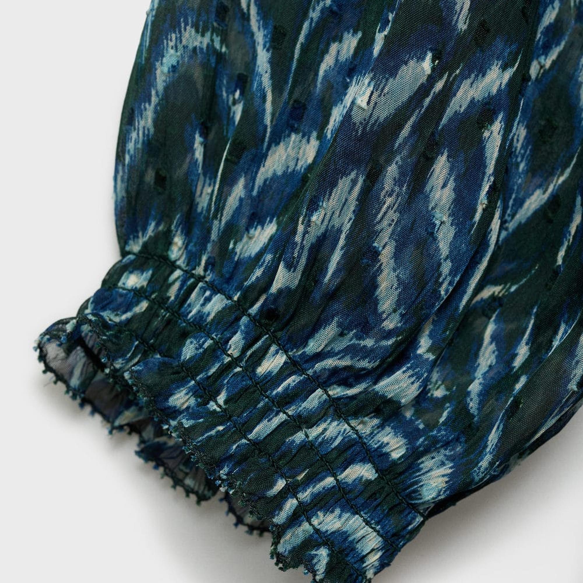 Mango Kadın Desenli Kısa Elbise Yeşil