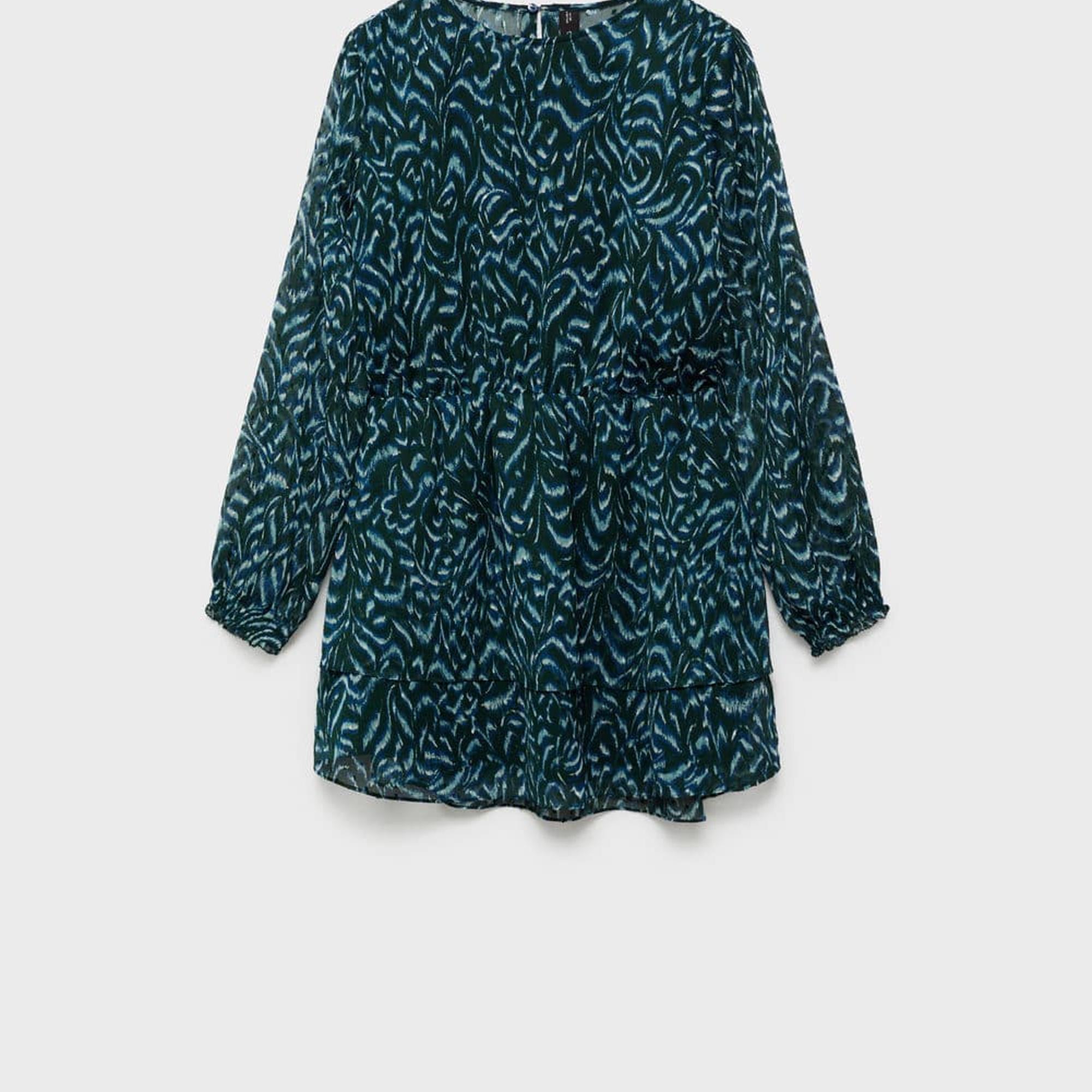 Mango Kadın Desenli Kısa Elbise Yeşil