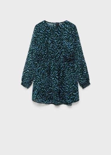  Mango Kadın Desenli Kısa Elbise Yeşil