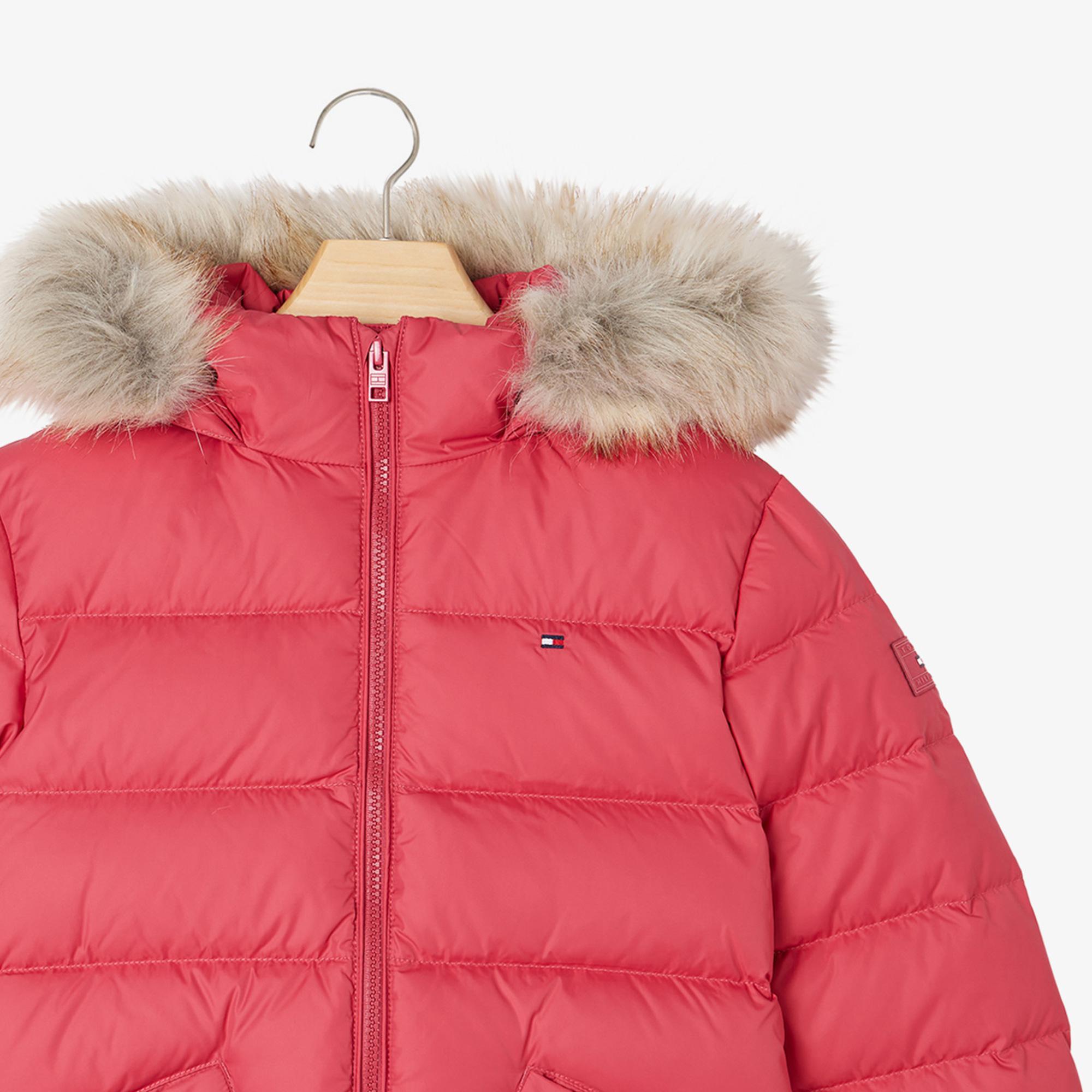 Tommy Hilfiger Essential Down Fur Hood Çocuk Pembe Mont