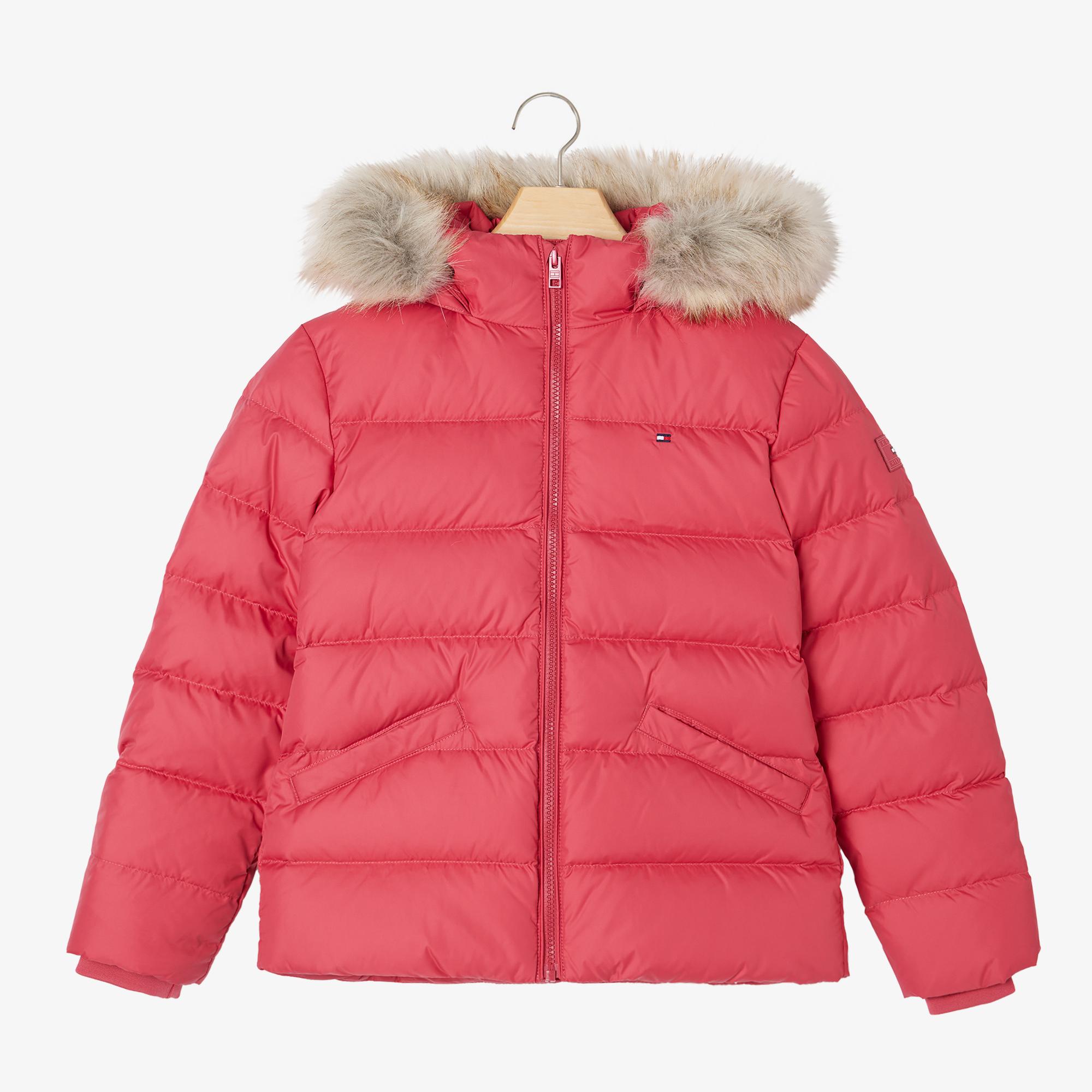 Tommy Hilfiger Essential Down Fur Hood Çocuk Pembe Mont
