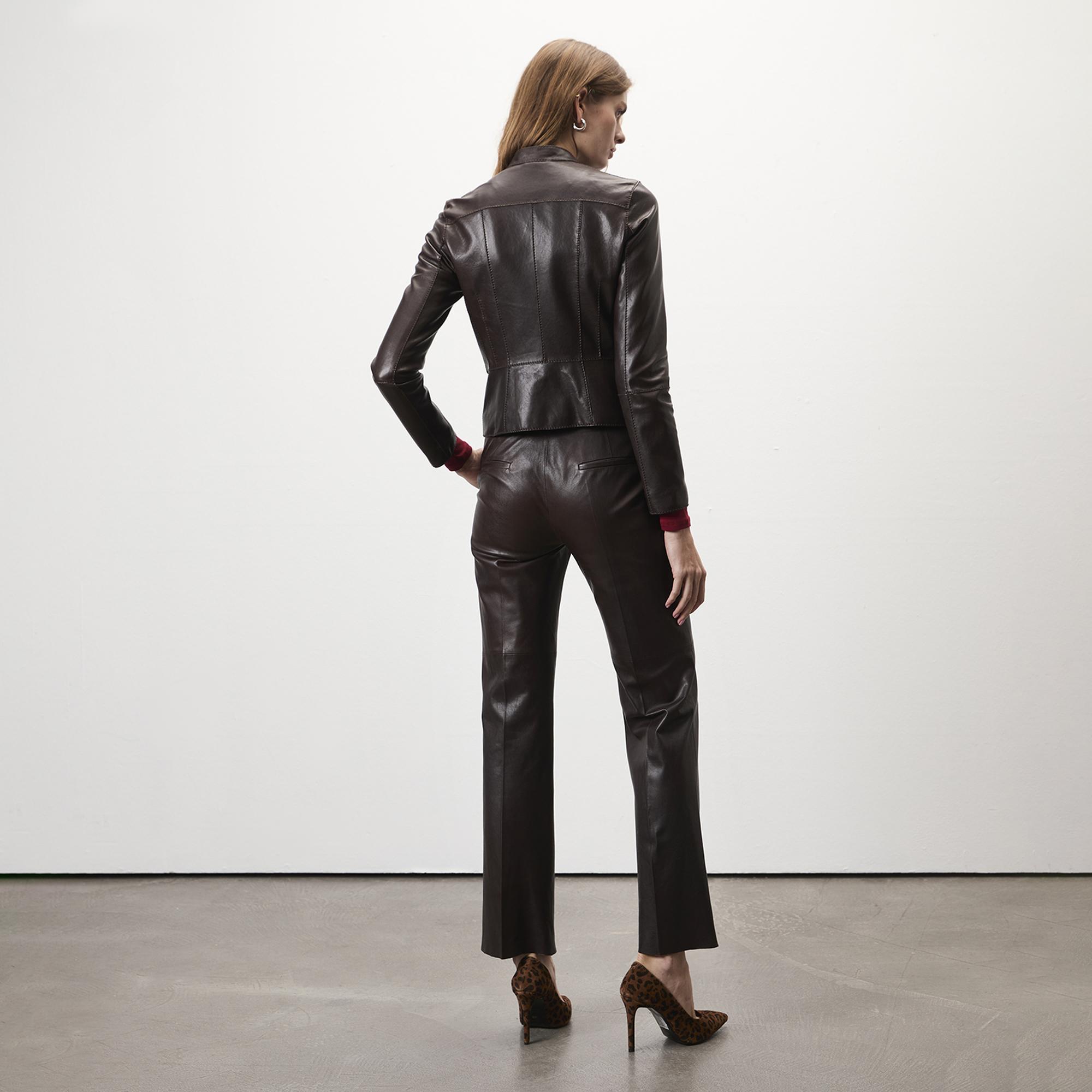 Alenna Kahve Kadın Deri Ceket