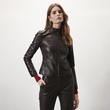  Alenna Kahve Kadın Deri Ceket