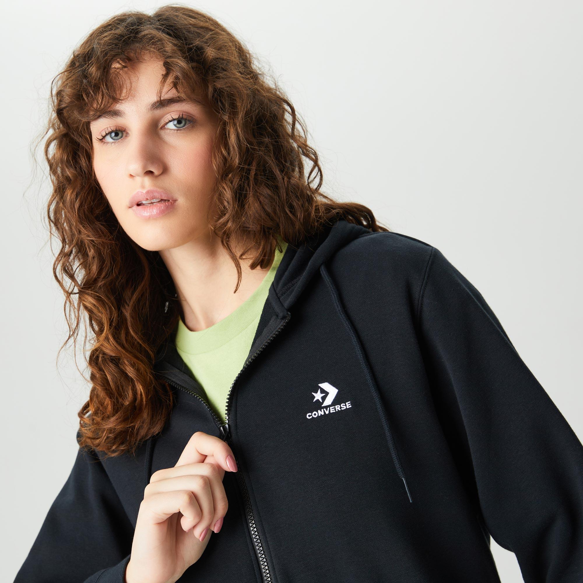 Converse Go-To Embroidered Star Chevron Unisex Siyah Kapüşonlu Eşofman Üstü