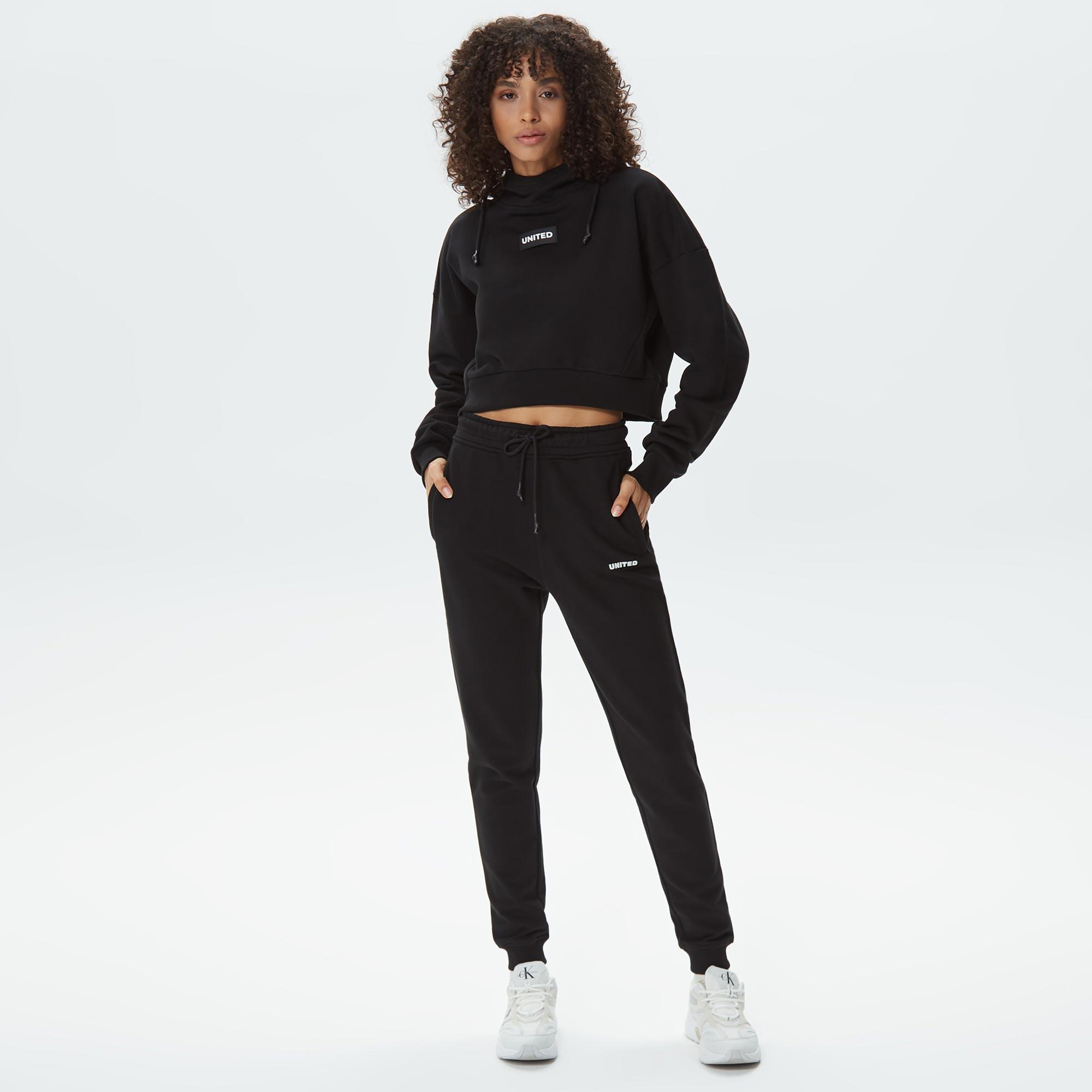 UNITED4 Classic Kadın Siyah Hoodie