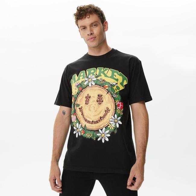  Market Smiley Decomposition Erkek Siyah T-Shirt