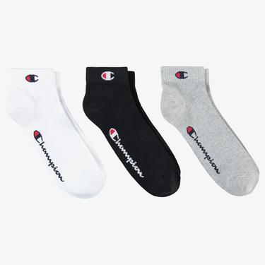  Champion Quarter 3'lü Unisex Gri Çorap