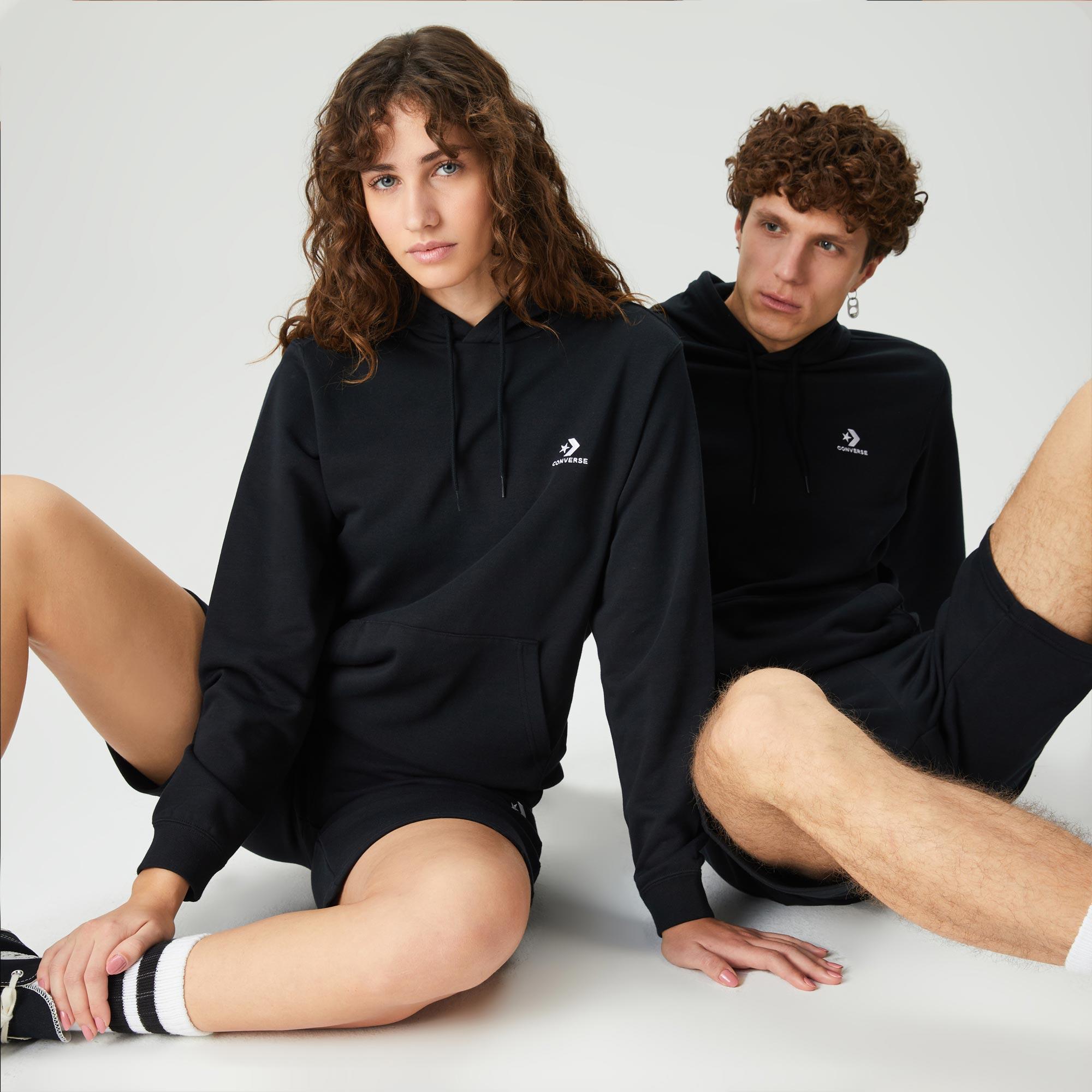 Converse Go-To Embroidered Star Chevron Unisex Siyah Hoodie