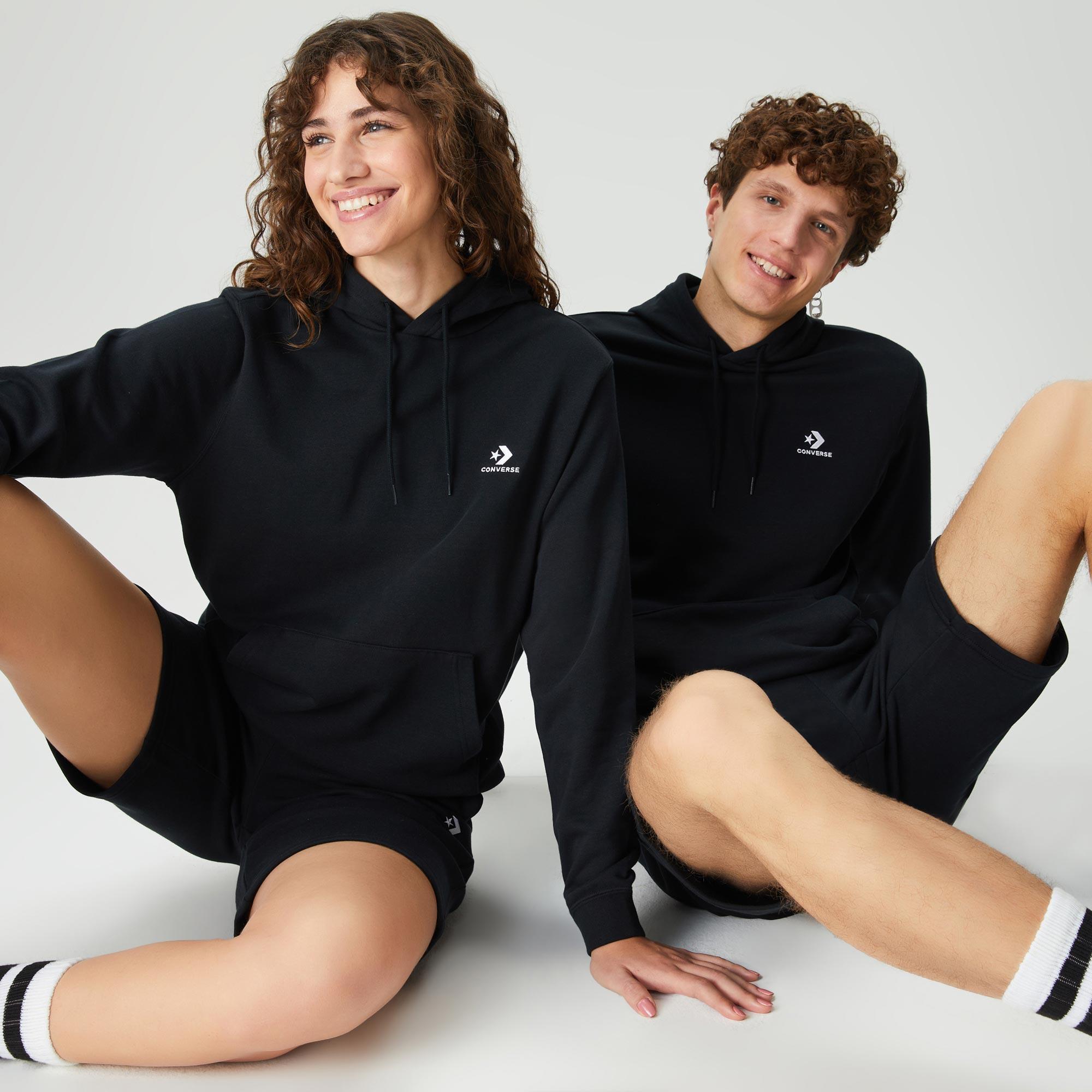 Converse Go-To Embroidered Star Chevron Unisex Siyah Hoodie