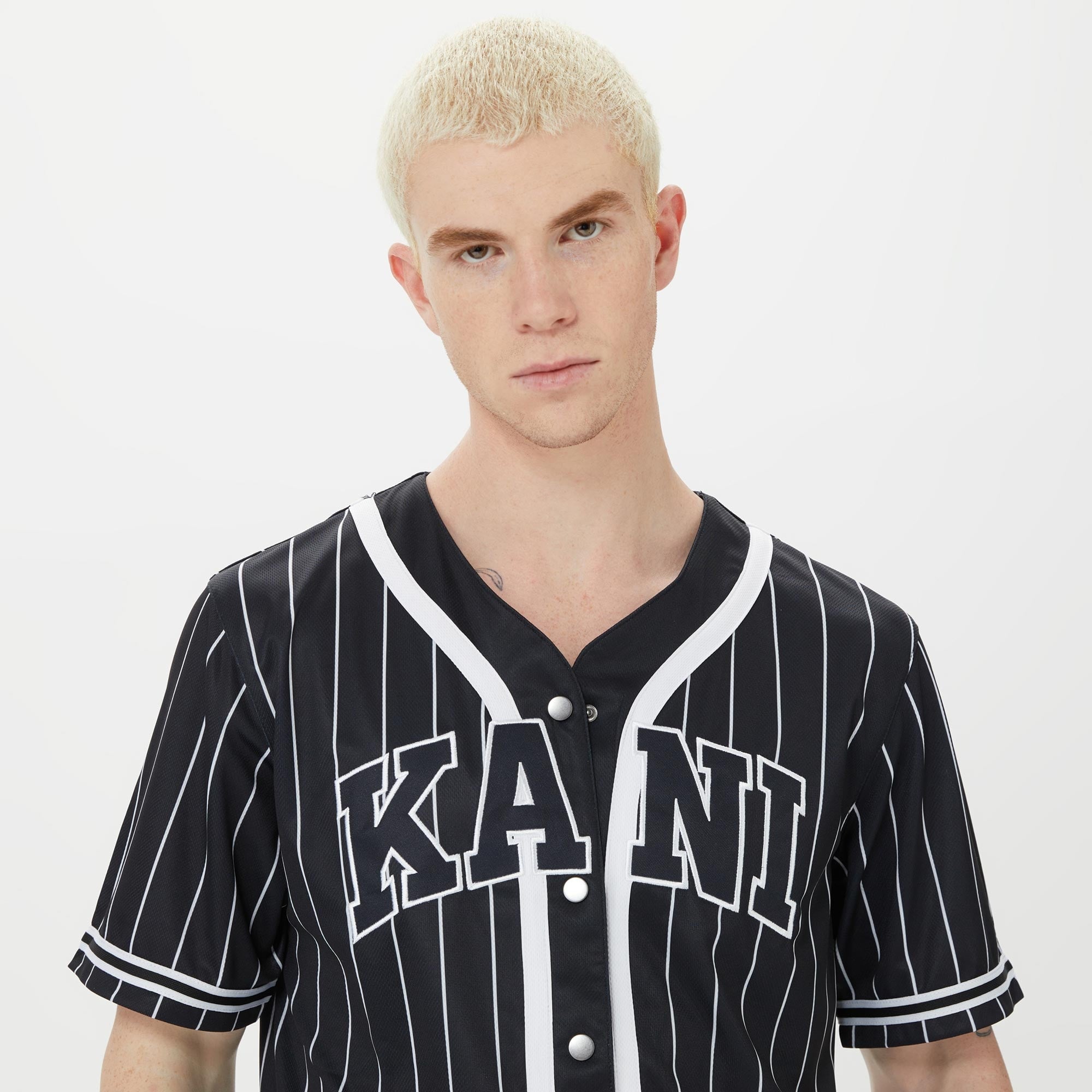 Karl Kani Serif Pinstripe Baseball Erkek Siyah Gömlek