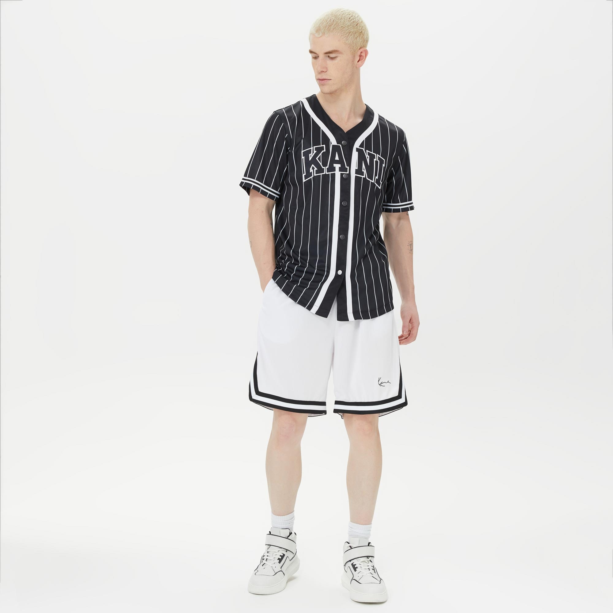 Karl Kani Serif Pinstripe Baseball Erkek Siyah Gömlek