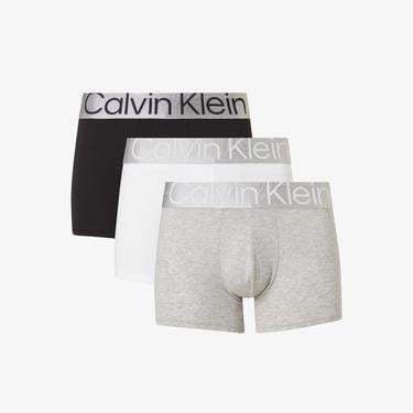 Calvin Klein 3'lü Trunk Erkek Siyah/Beyaz/Gri Boxer