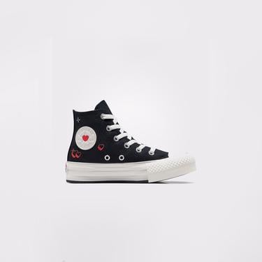  Converse Chuck Taylor All Star Eva Lift Y2K Heart Çocuk Siyah Platform Sneaker