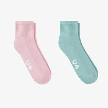  UNITED4 Street Essentials Mid-Crew Kadın Pembe/Yeşil 2'li Çorap
