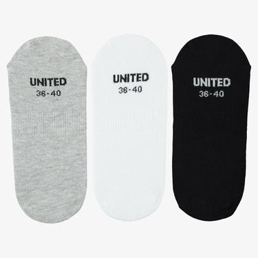  UNITED4 Kadın Beyaz/Siyah/Gri 3'lü Çorap