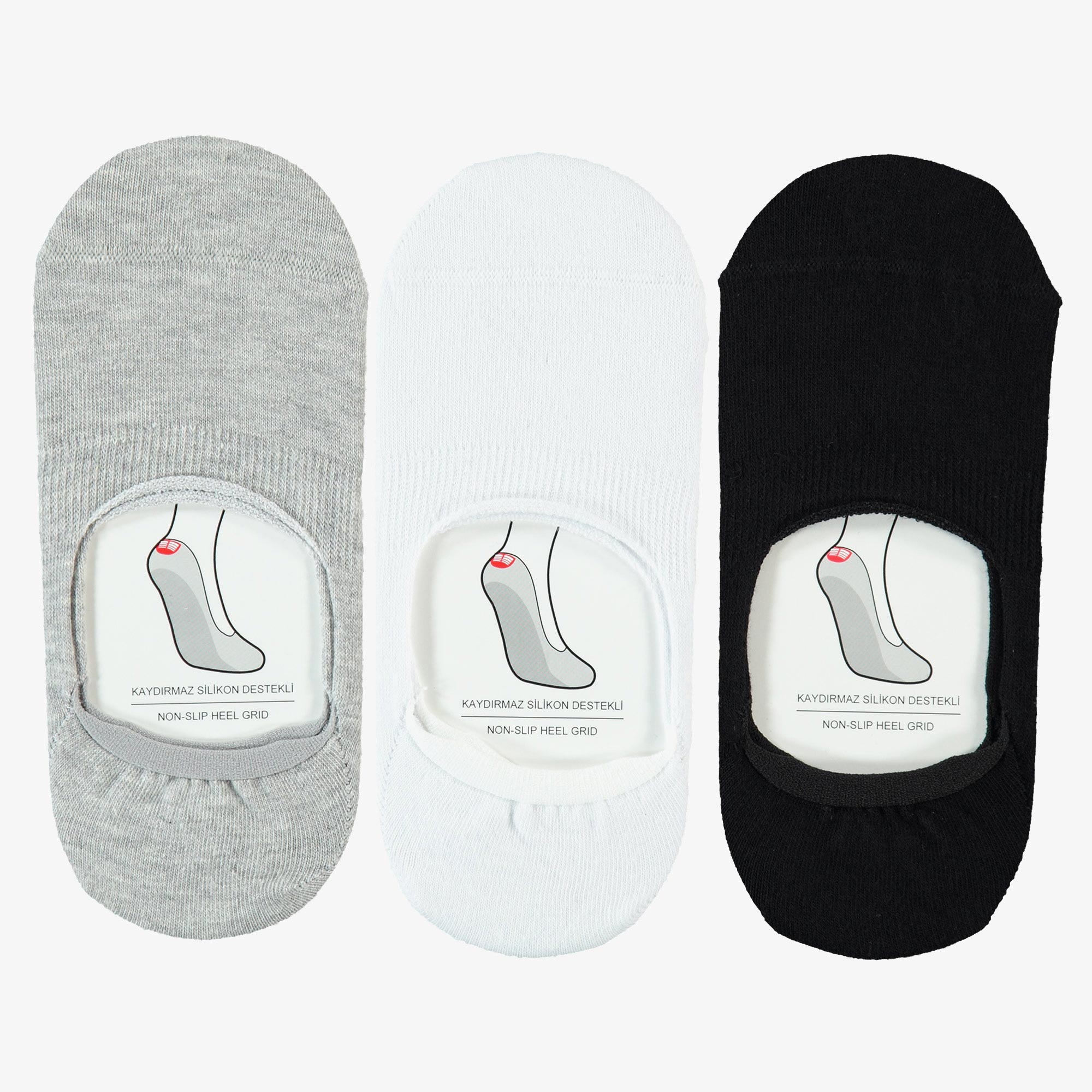  UNITED4 Kadın Beyaz/Siyah/Gri 3'lü Çorap