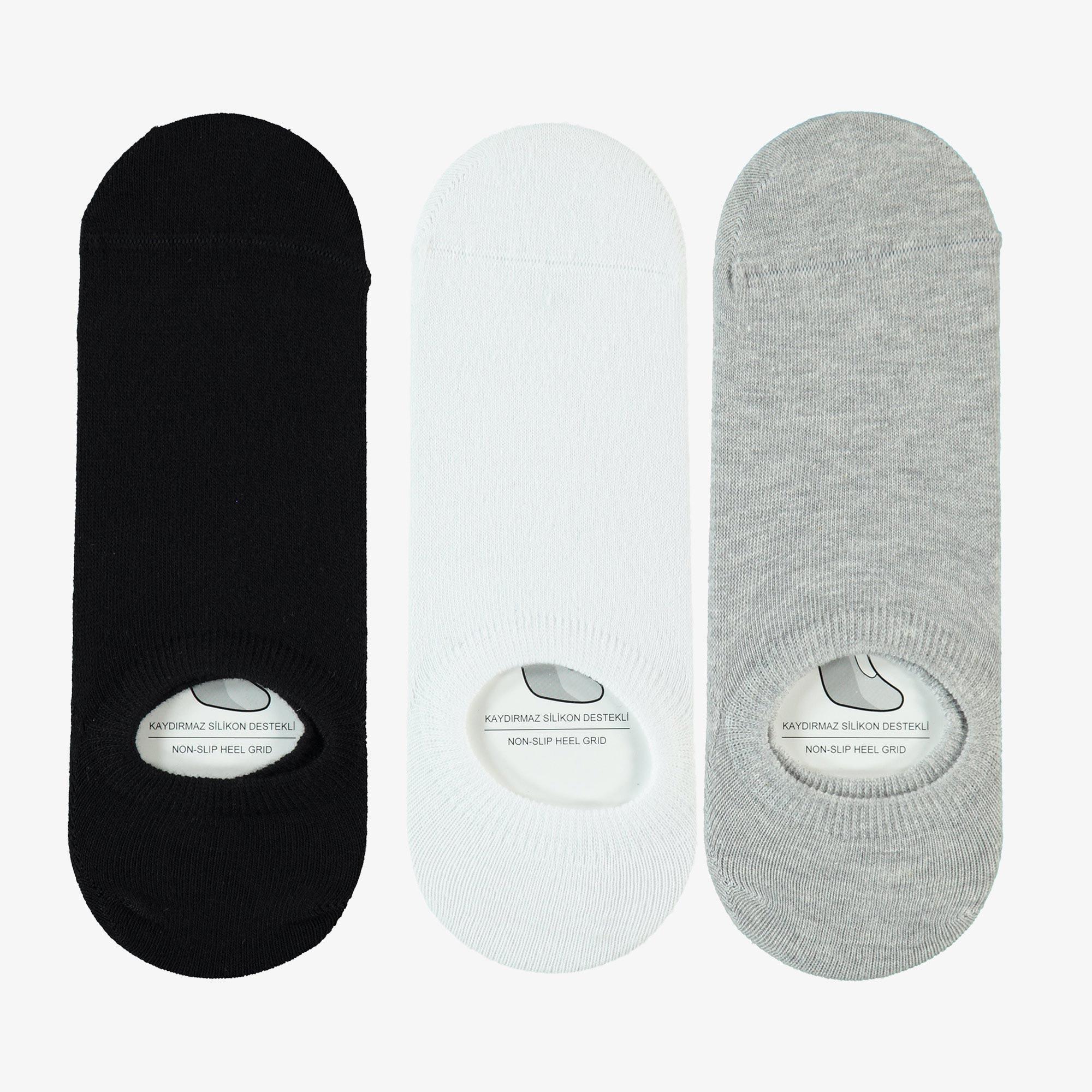 UNITED4 Erkek Beyaz/Siyah/Gri 3'lü Çorap