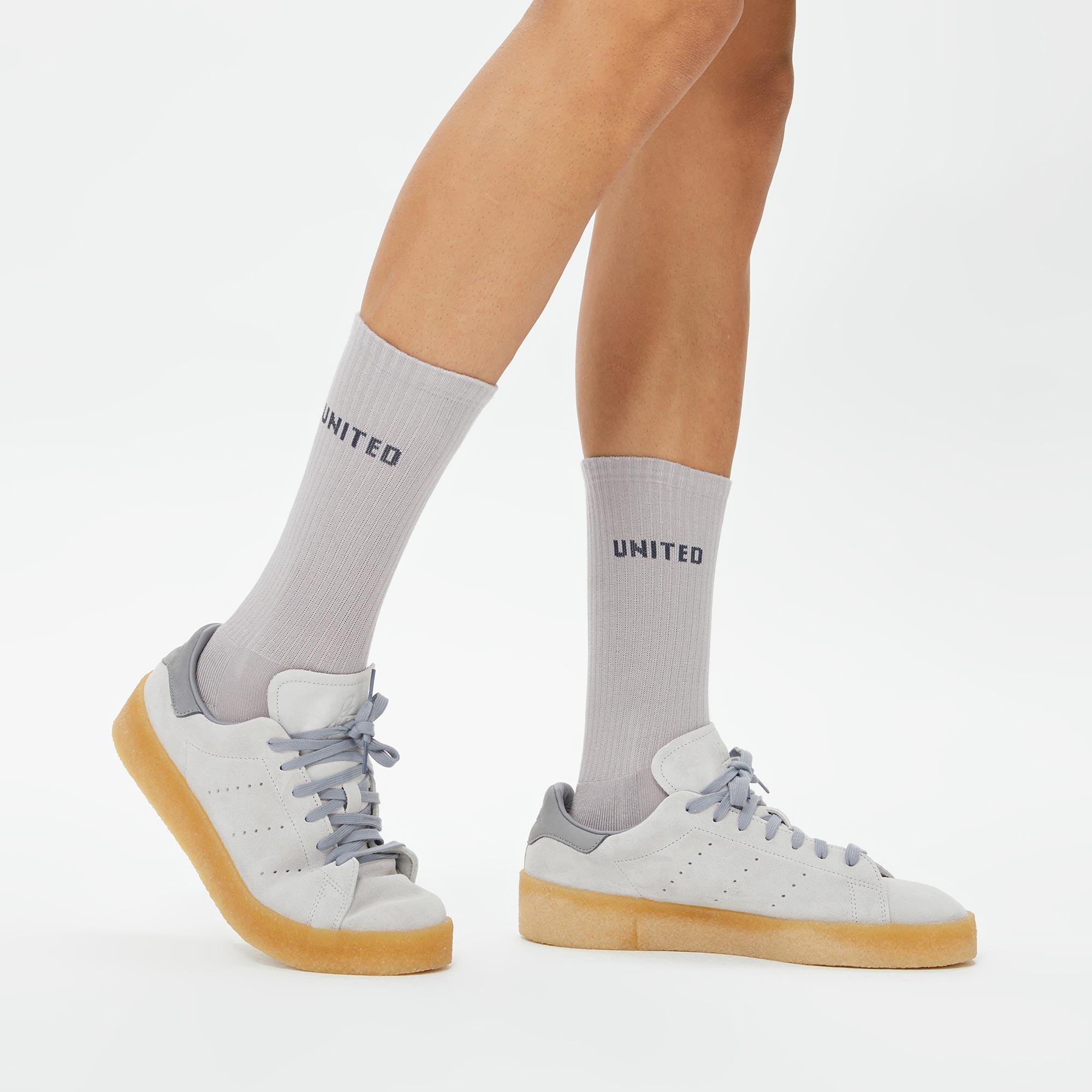 UNITED4 Unisex Beyaz/Siyah/Gri 3'lü Çorap